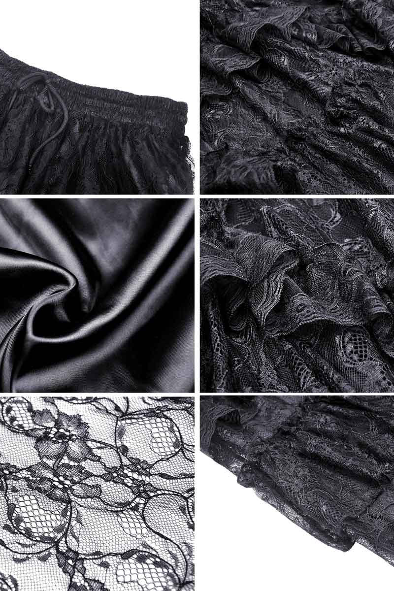 Black Twilight Ruffle Lace Maxi Skirt