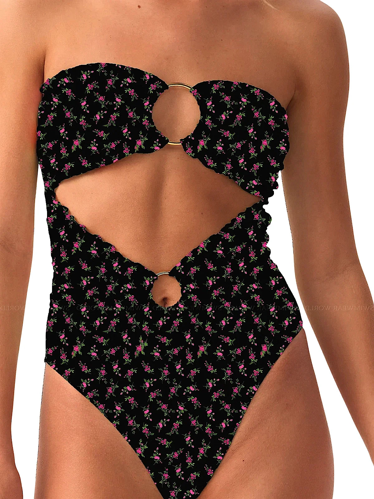 Lettuce Edge Strapless Ring One-Piece