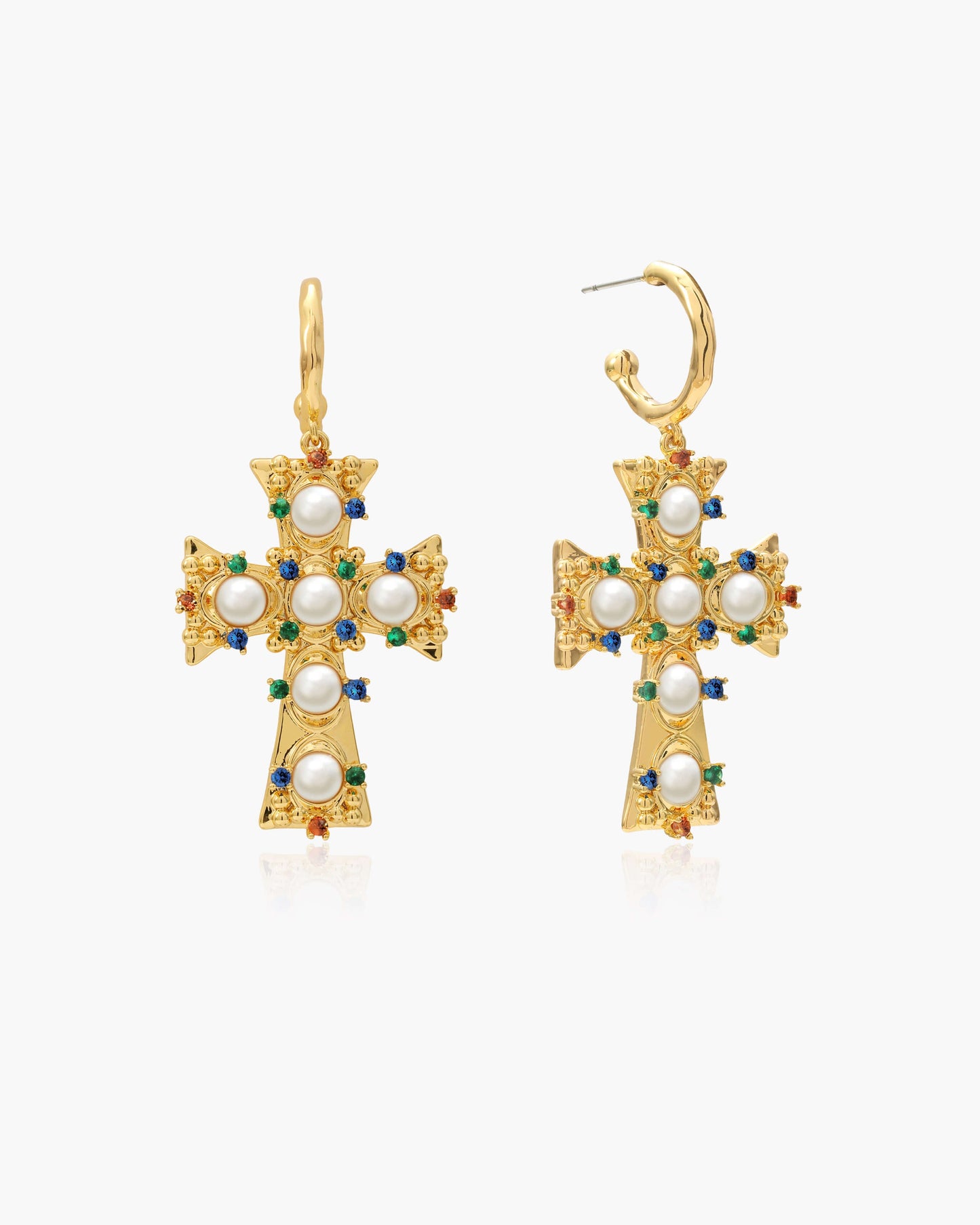 Lover of Helius Pearl Cross Earrings