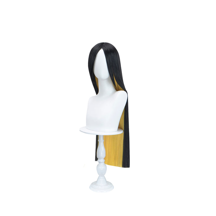【Ready For Ship】DokiDoki Anime Hell Hotel Cosplay Wig Long Straight Black Yellow Hair