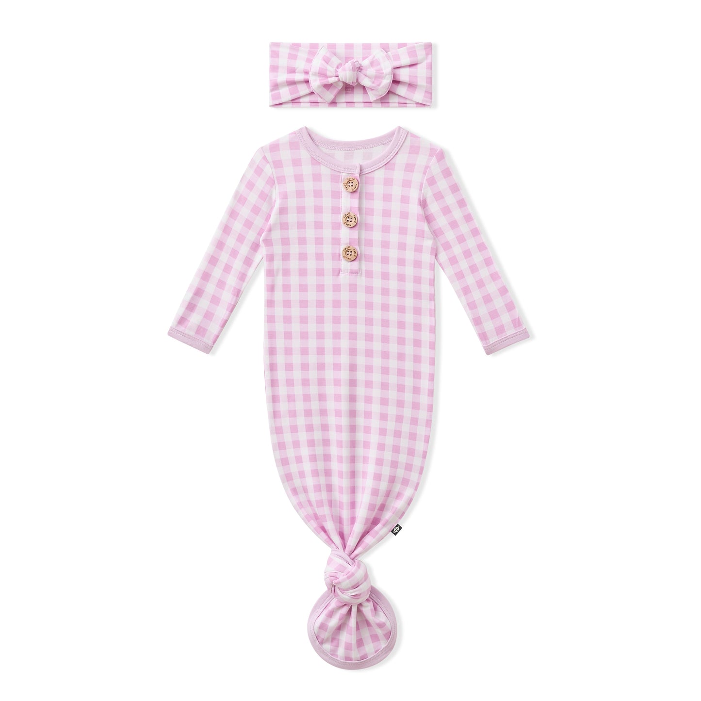 Knotted Gown with Bow Set in Gingham Thistle