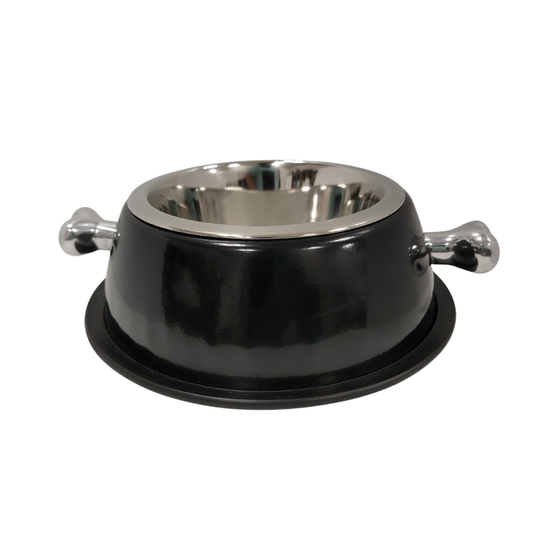 Deluxe Stainless Steel Dog Bowl with Bone Handles
