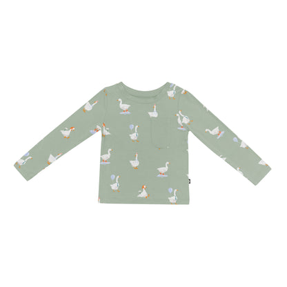 Long Sleeve Toddler Crew Neck Tee in Silly Goose