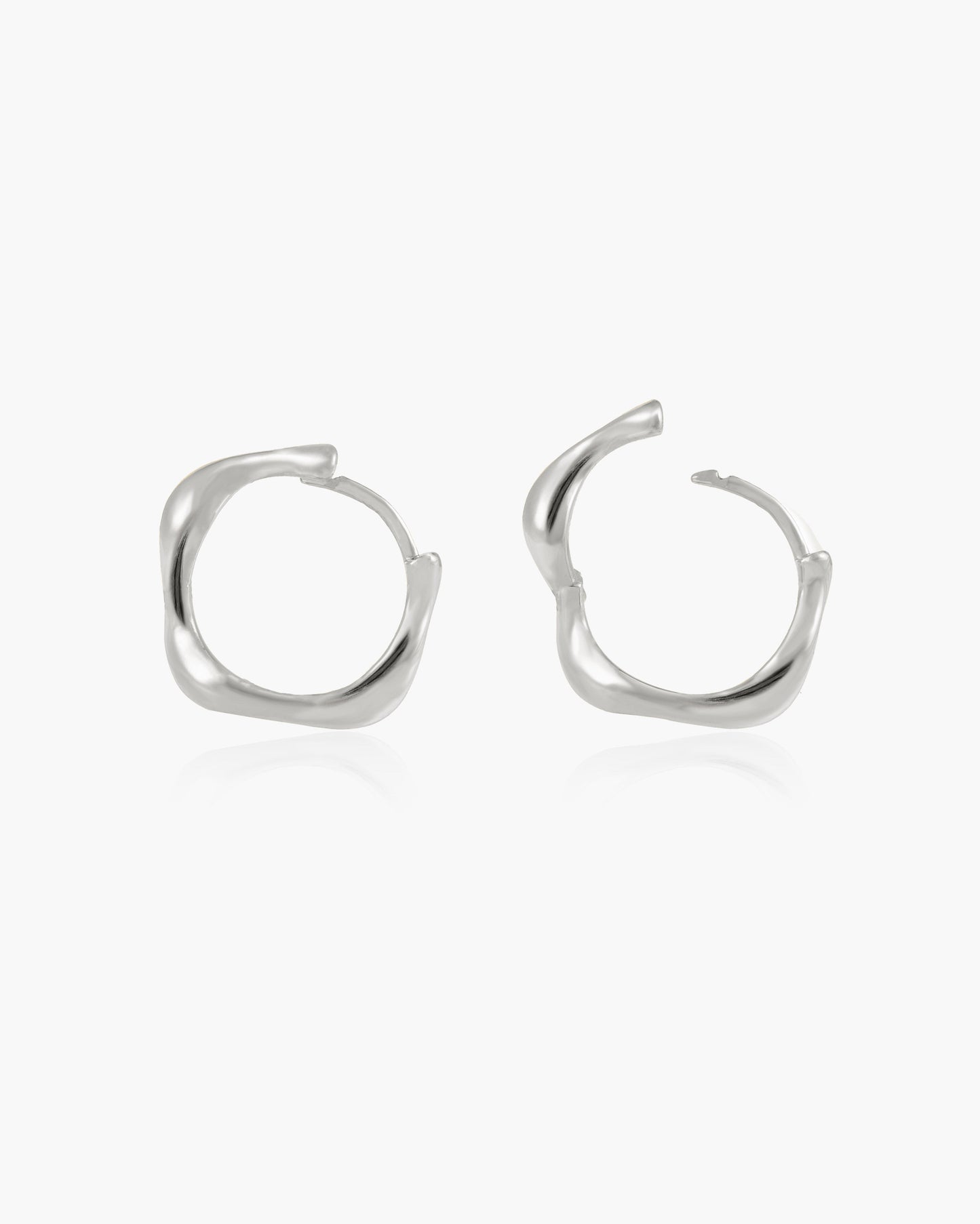 Silver Wave Hoop Earrings
