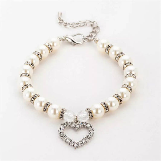 Bark Fifth Avenue - Heart and Pearl Necklace- White