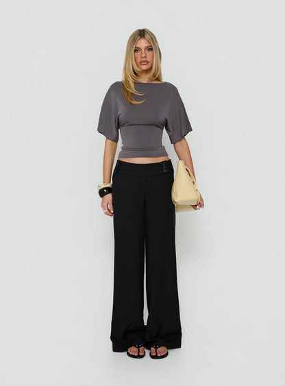 Arazia Cinched Short Sleeve Top Charcoal