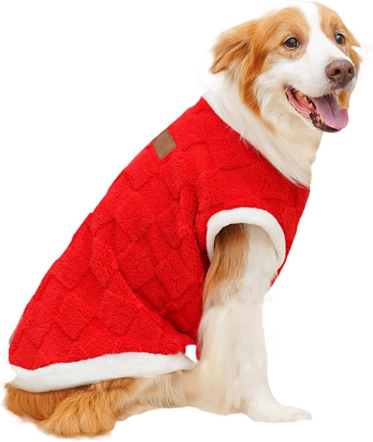 Generic - Plush dog winter coat—warm, cozy vest for medium to large dogs and cats in cold weather (Red).