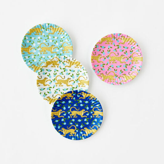 6” leopard melamine “paper” plate-Set of 4