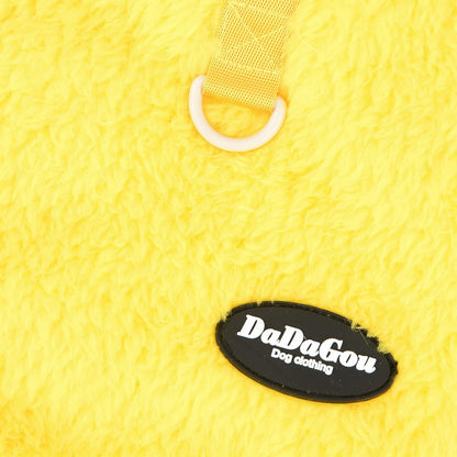 Cozy fleece dog sweater with D-ring - warm winter wear for small breeds & cats (Yellow)