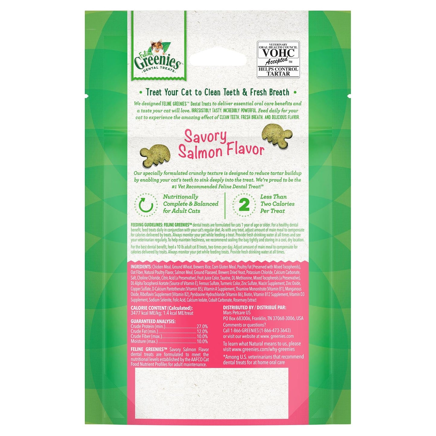 Greenies - Feline Salmon Flavour Dental Treats For Cats 60 gm