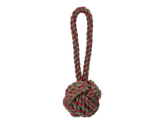 Jax & Bones Knot Rope Dog Toy Red & Green 5”