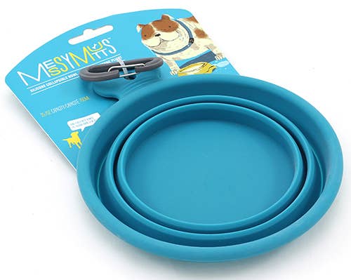 Messy Mutts Silicone Collapsible Bowl - Blue Small