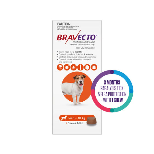 Bravecto - For Small Dogs 4.5-10Kg (Orange)
