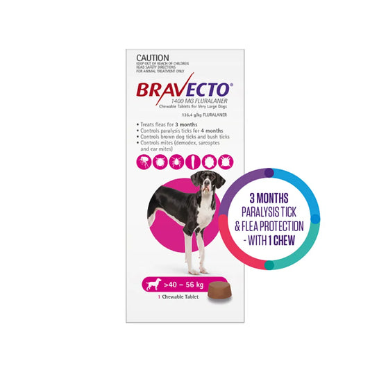 Bravecto - For Extra Large Dogs 40-56Kg (Pink)