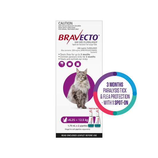 Bravecto - Spot On For Large Cats (6.25 - 12.5 kg) Purple