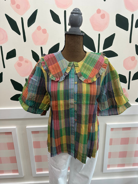 Blocks of plaid top