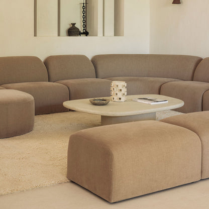 Bulky Pre-Configured Three-Seater Sofa w/ Footstool