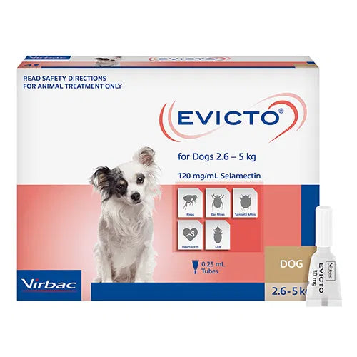 Evicto - Spot-on (Selamectin) FOR VERY SMALL DOGS 2.6-5KG (BROWN)