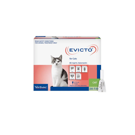 Evicto - Spot-on (Selamectin) For CATS 2.6-7.5KG (GREEN)