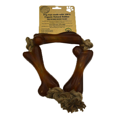 Indipets Natural Rubber Triple Bone Jute Rope Toys