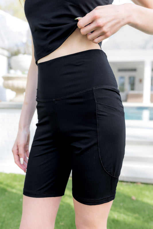 Bamboo Flex High Rise Biker Short in Midnight