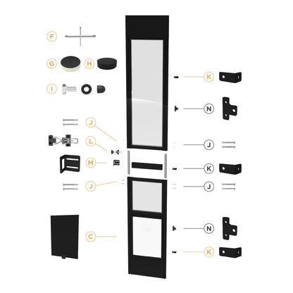 Hakuna Pets - Glass Patio Pet Door - Parts Pack
