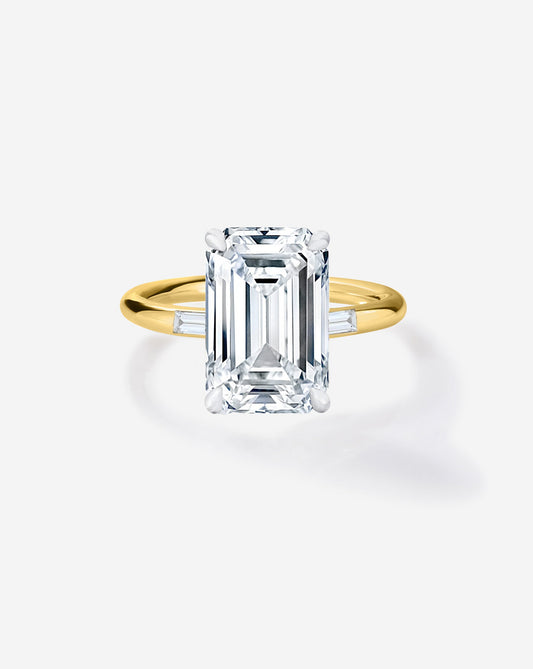 3.56 Emerald Lab Diamond in Cloud Inlay Baguette