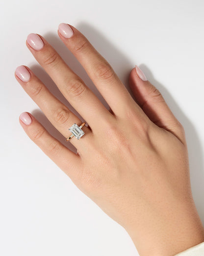 3.56 Emerald Lab Diamond in Cloud Inlay Baguette