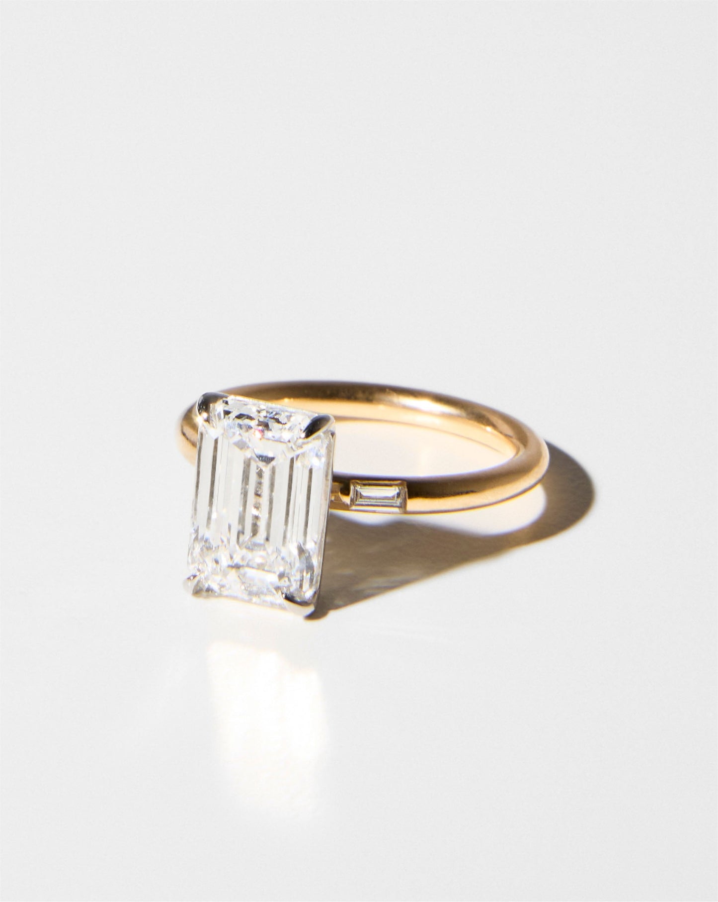 3.56 Emerald Lab Diamond in Cloud Inlay Baguette