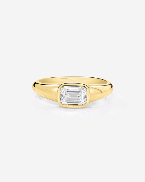 Bezel Emerald Lab Diamond Ring