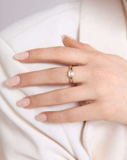 Bezel Emerald Lab Diamond Ring