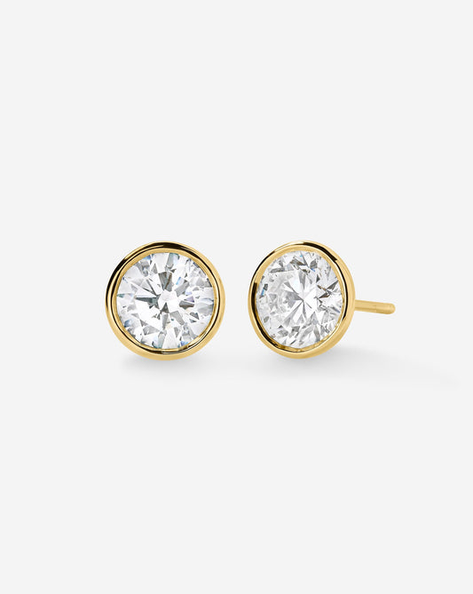 Bezel Round Lab Diamond Studs