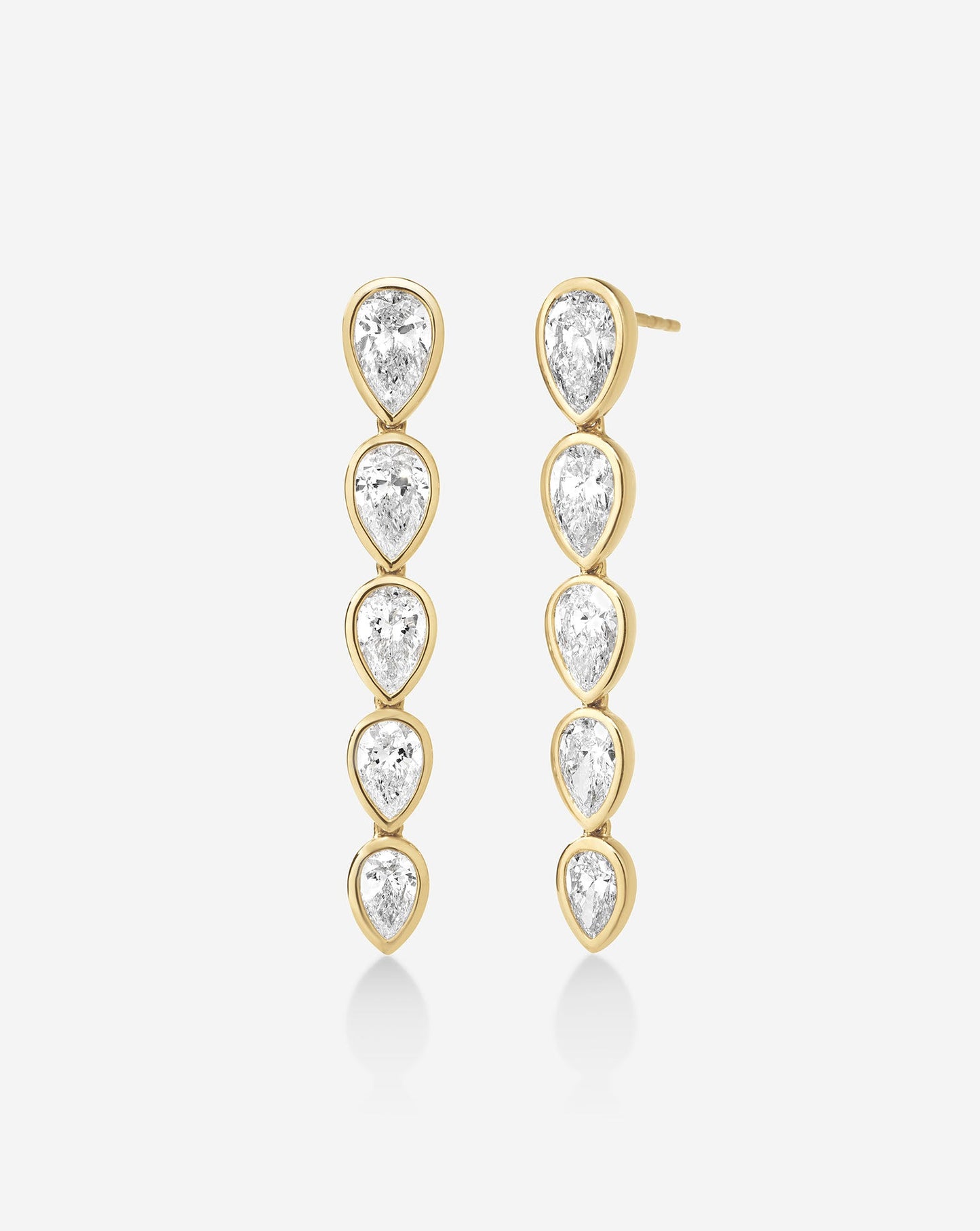 Bezel Pear Lab Diamond Drop Earrings
