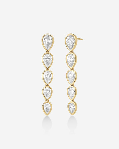 Bezel Pear Lab Diamond Drop Earrings