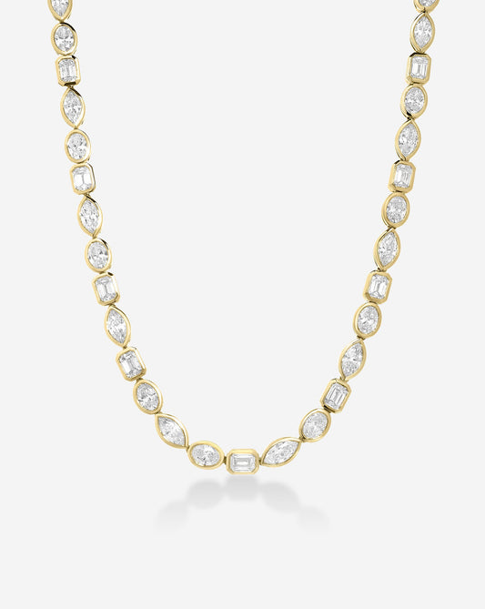 Bezel Mixed Shapes Tennis Necklace