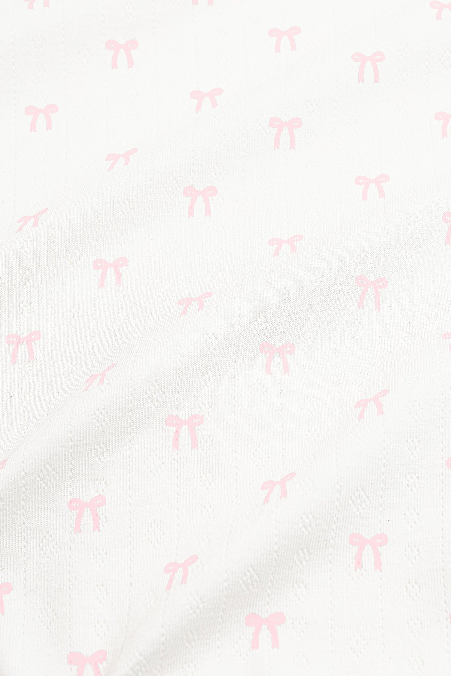 Pointelle Zippered Footie in Sweet Pink Bow