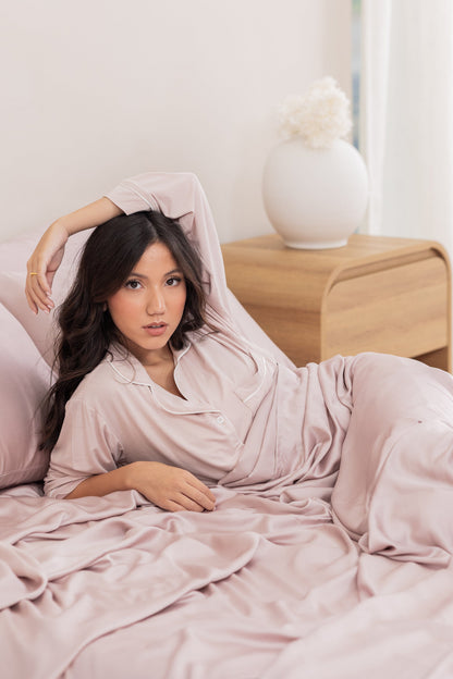 Bamboo Sateen Sheet Set in Rose Quartz