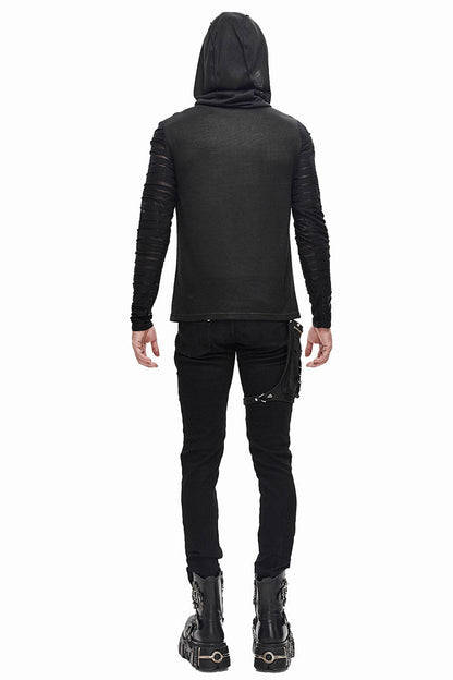 Bandages Hooded Long Sleeve Shirt