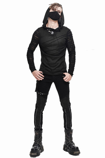 Bandages Hooded Long Sleeve Shirt