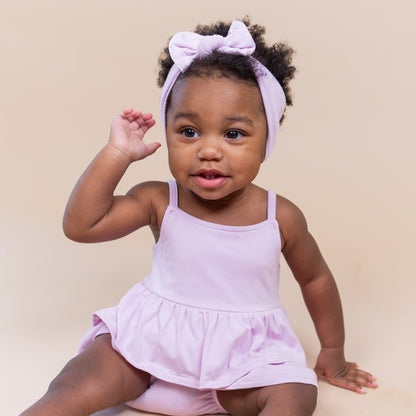 Spaghetti Strap Ruffle Romper in Thistle