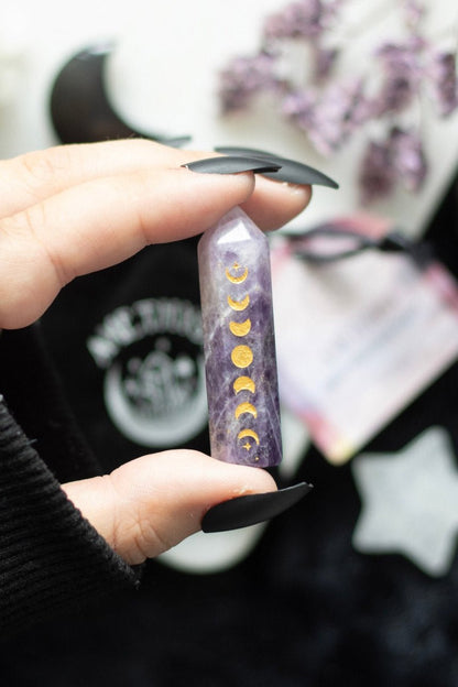 Amethyst Moon Phase Crystal Point