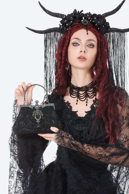 Black Starlight Small Beaded Bag