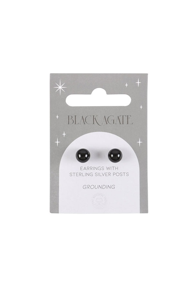 Black Agate Semi Precious Crystal Earrings