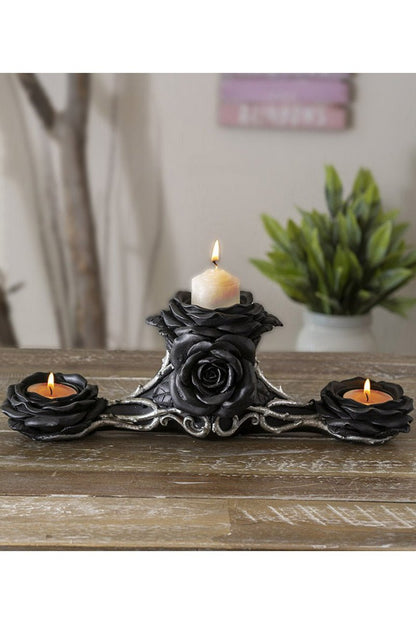Black Rose Triple Votive Holder