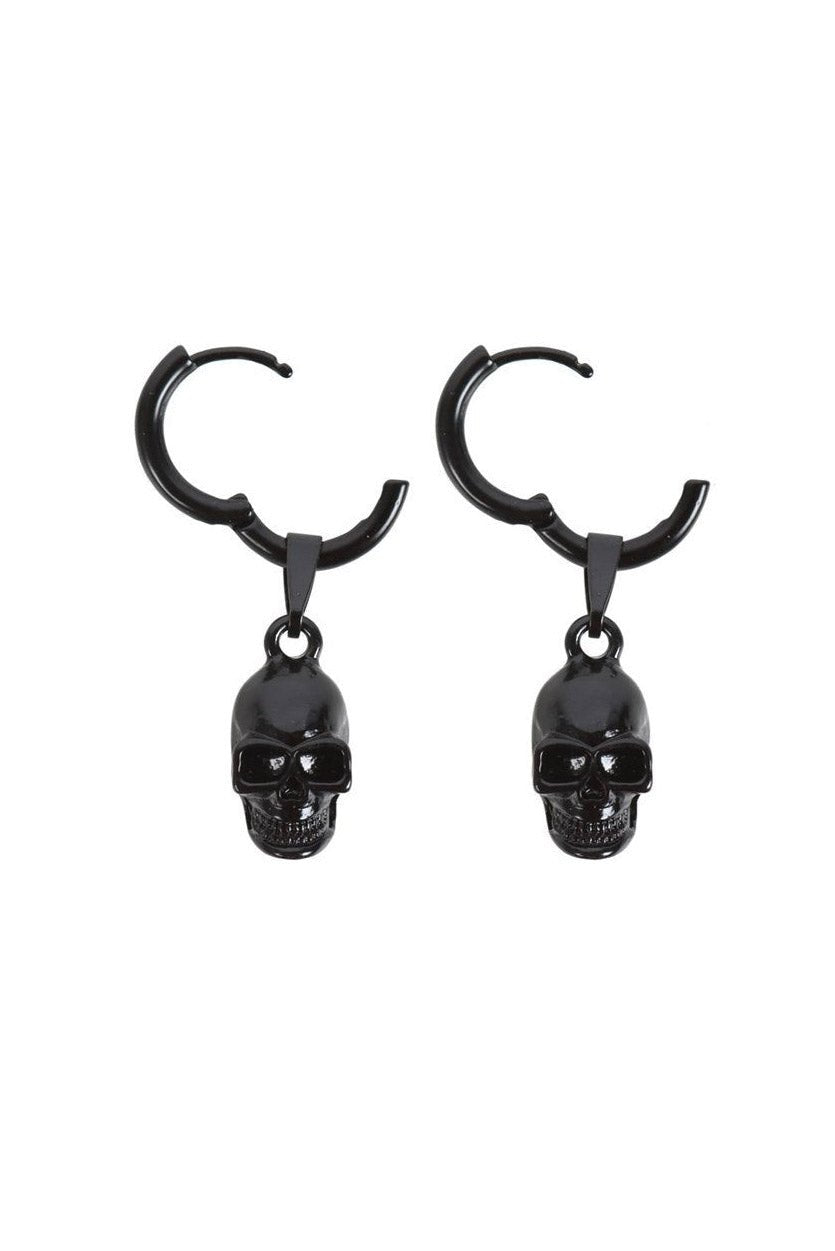 Black Stainless Steel Skull Earrings