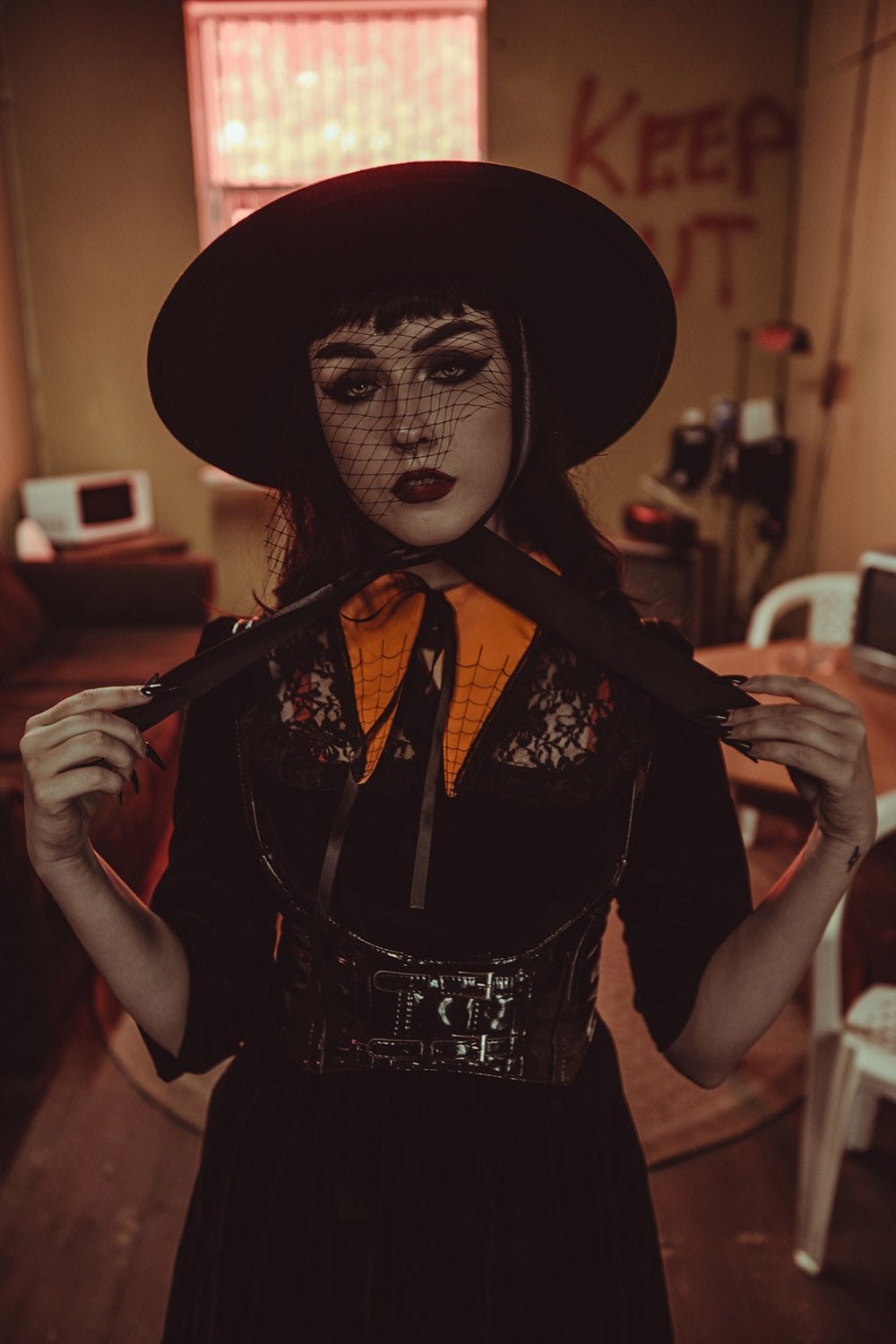 Black Veiled Hat