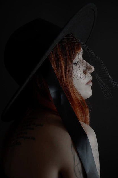 Black Veiled Hat