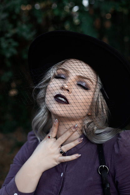 Black Veiled Hat