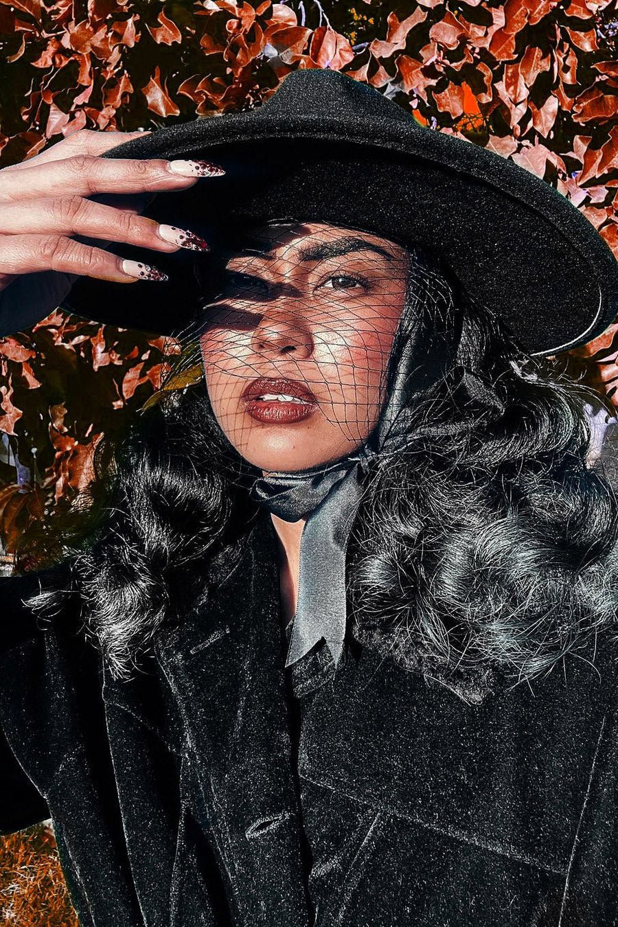 Black Veiled Hat