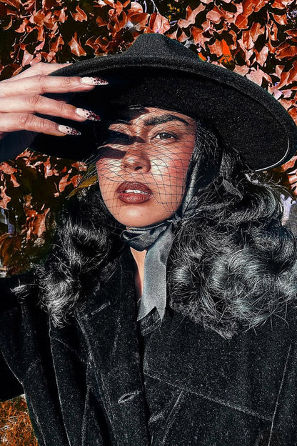 Black Veiled Hat